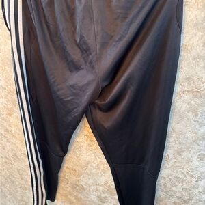 Adidas Black Track Pants with White Stripes